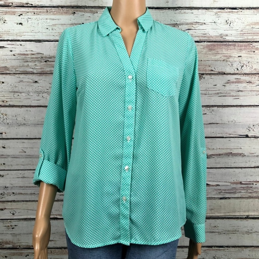 OUTBACK RED by The Limited Turquoise Button Down Blouse